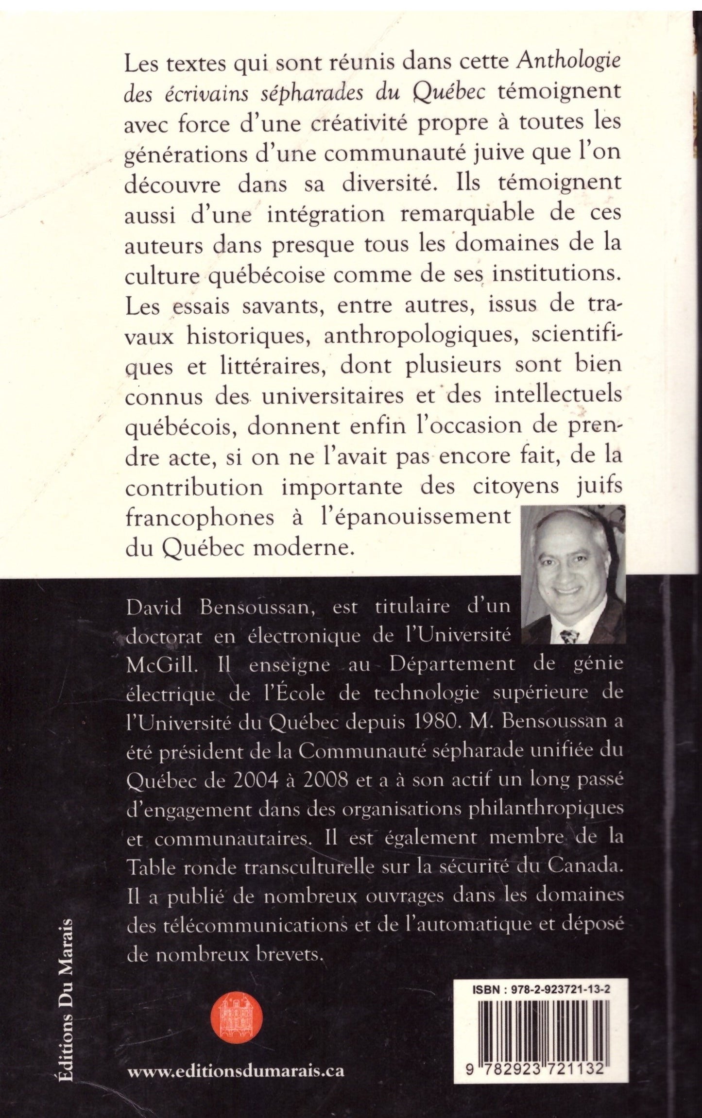 David Bensoussan: Anthologie des écrivains sépharades du Québec.